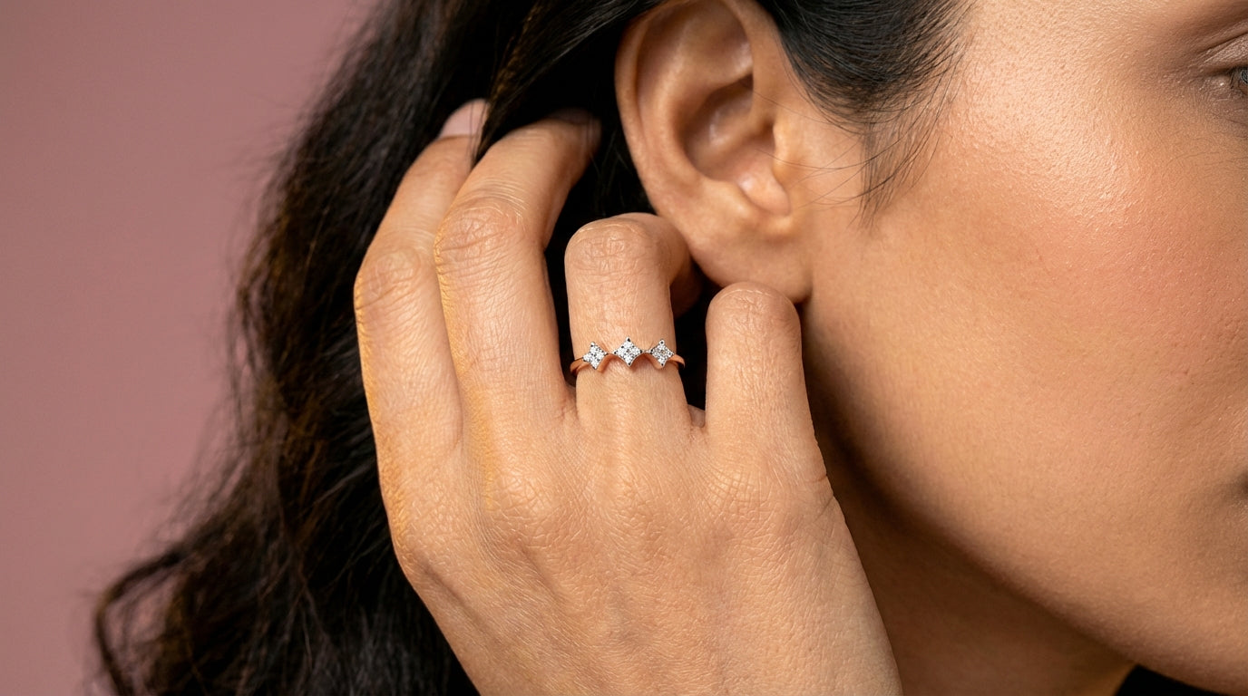 Verve 18Kt Diamond Ring model_rose view