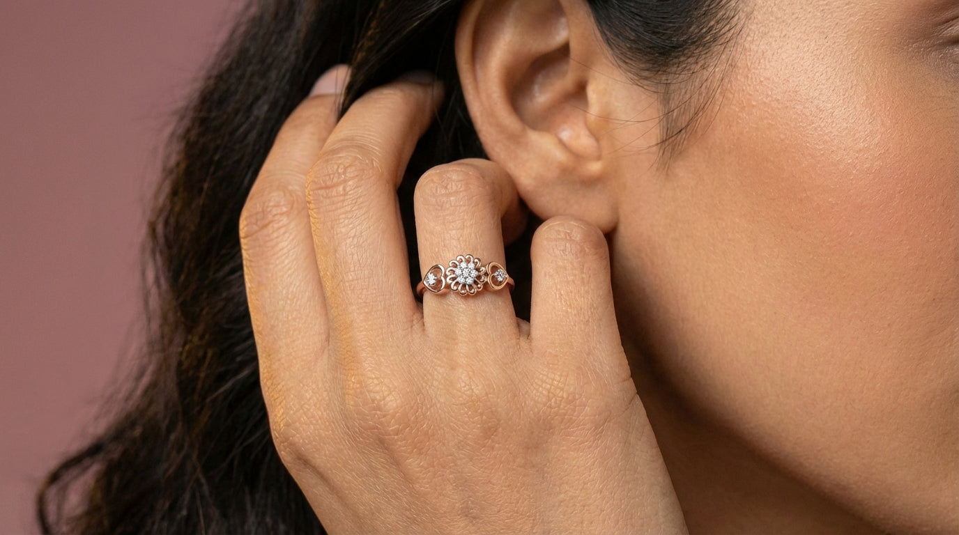 Whirlwind 18Kt Diamond Ring model_rose view