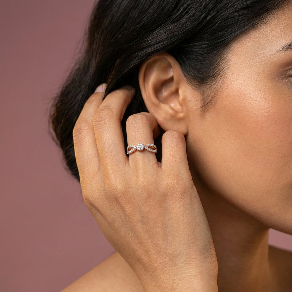 Whispering Sky 18Kt Diamond Ring model_rose view
