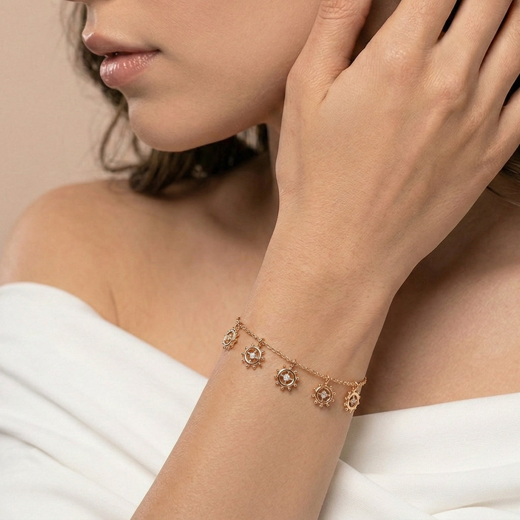 Whispering Waves Diamond Chain Bracelet 18K model_rose-1 view