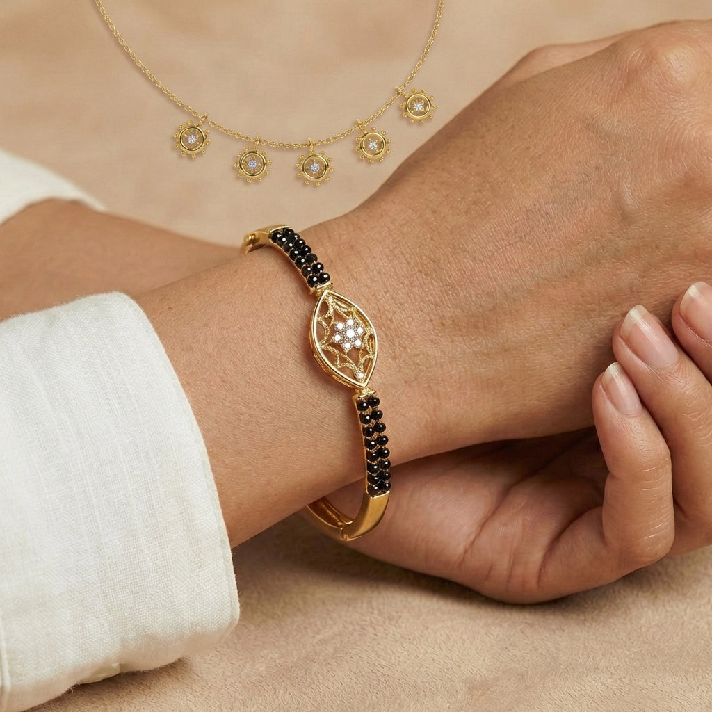 Whispering Waves Diamond Chain Bracelet 18K model_yellow-1 view