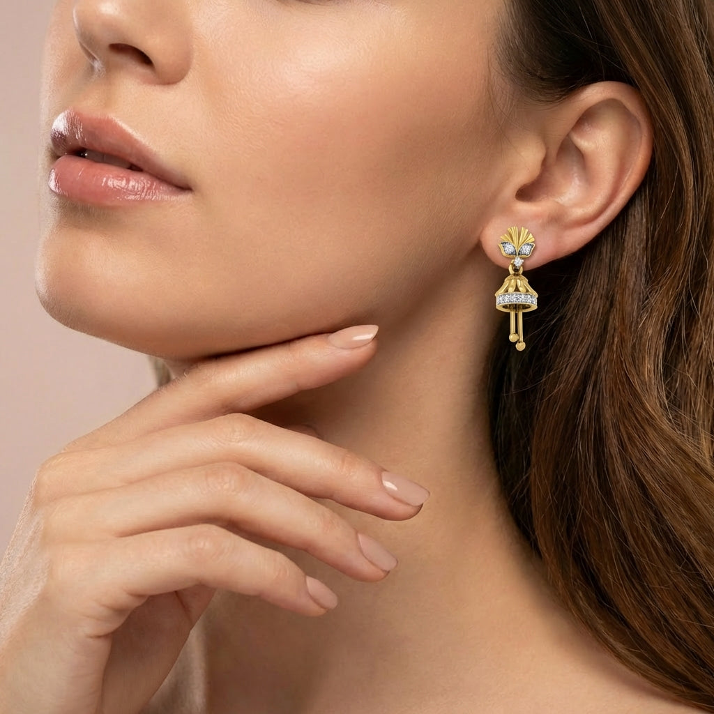Whispering Willow Whisper Earrings 18K model_white view