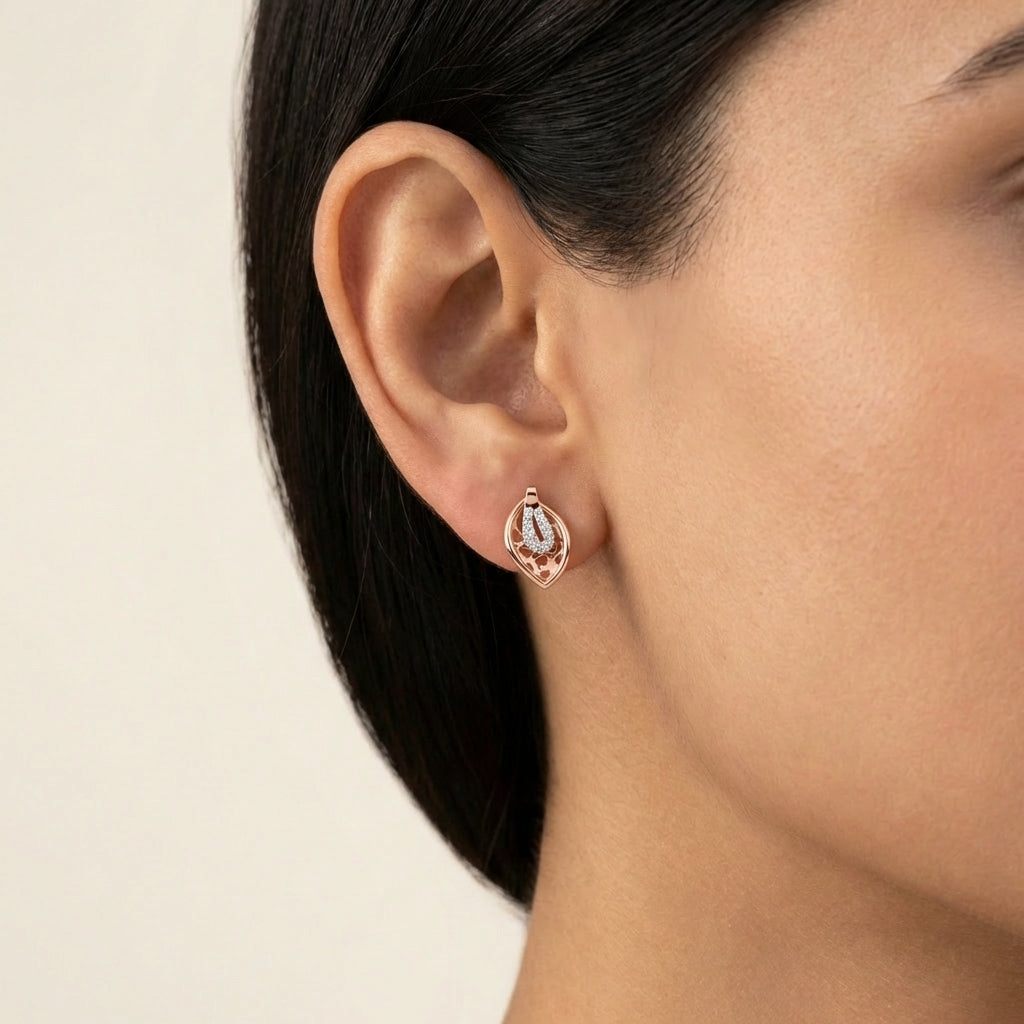Whispering Willowbreeze Earrings 18K model_rose view