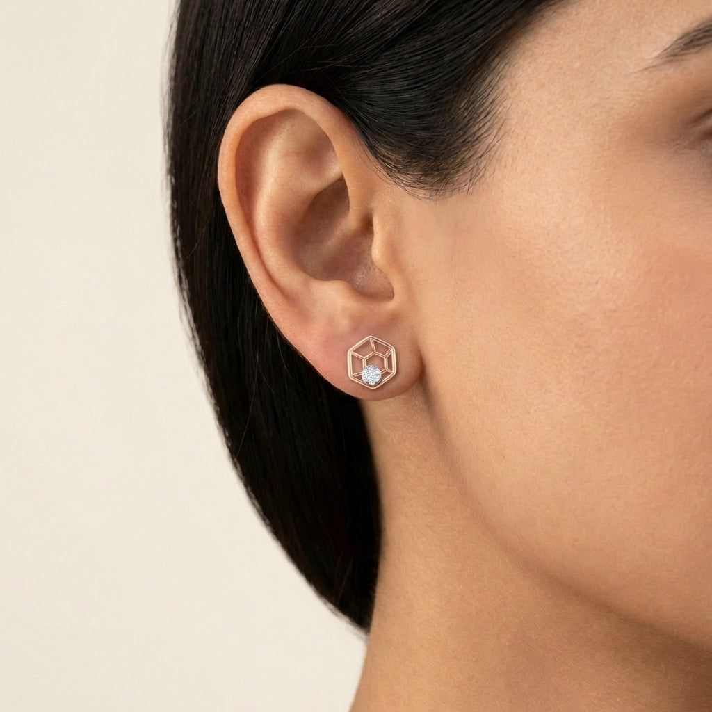 Whispering Winds Diamond Huggies 18K model_rose view