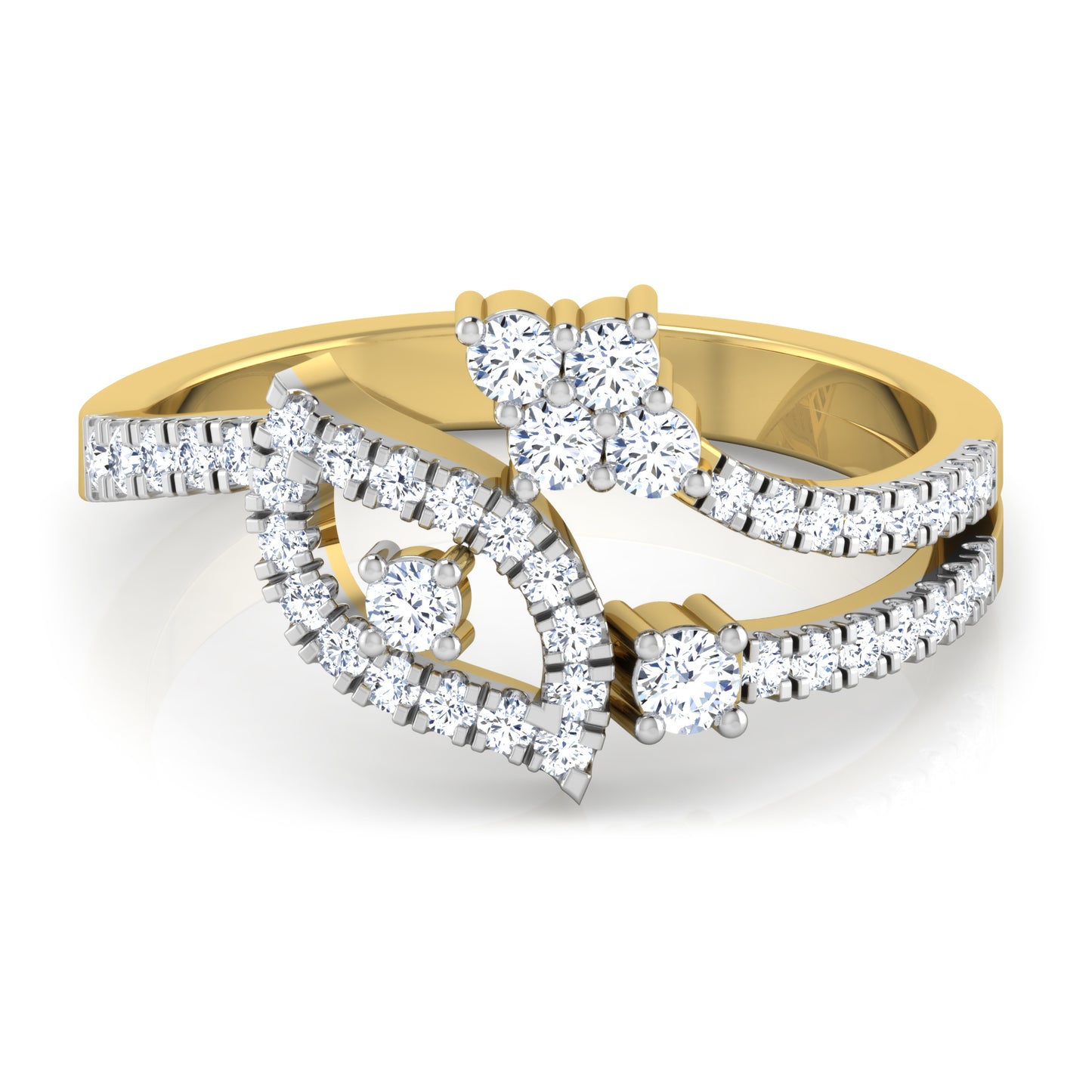 Celestial Cascade Crown Diamond Crown Ring