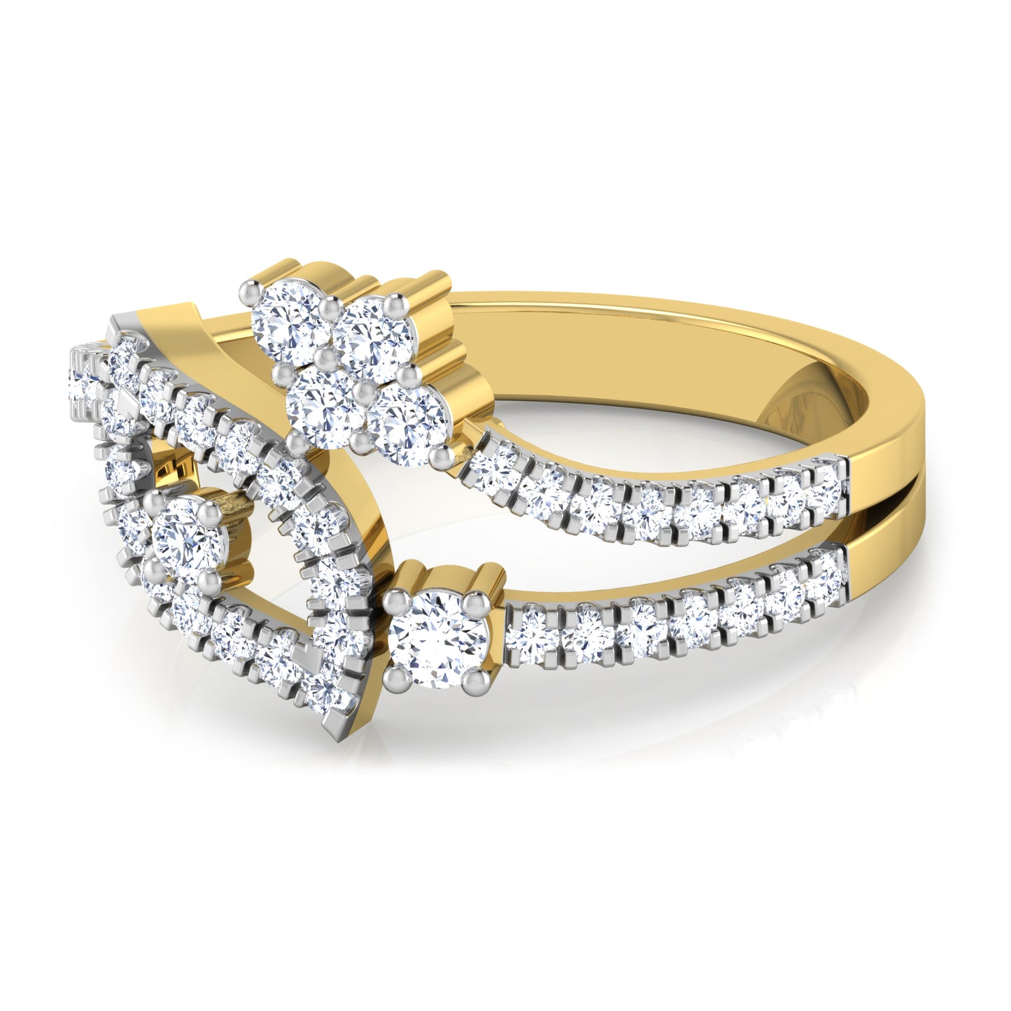 Celestial Cascade Crown Diamond Crown Ring