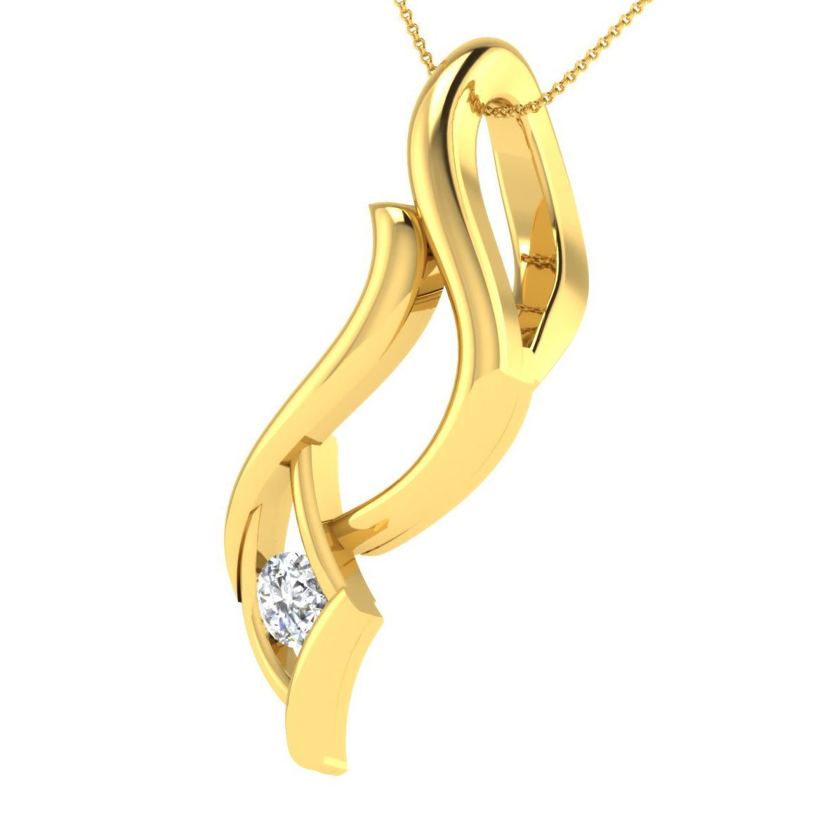 Lotus Diamond Pendant 18K
