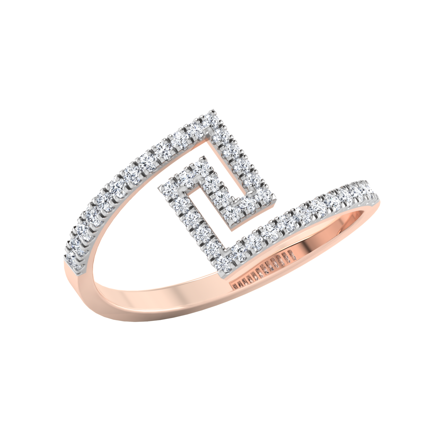 Radiant Rose Quartz Regalia 14Kt Diamond Ring